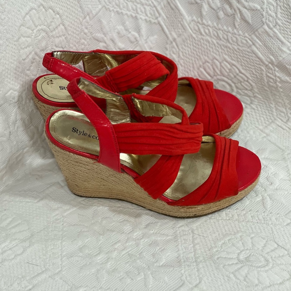 Style & Co. Vibrant Red Wedge Sandals